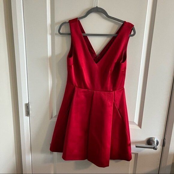 CYNTHIA Rowley Pleated Satin Skater Dress Size 4 - Picture 6 of 13